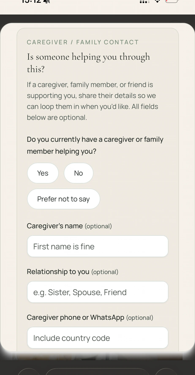 Optional caregiver and family involvement